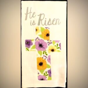 “He Is Risen” Cross Kitchen Dish Towel NWOT